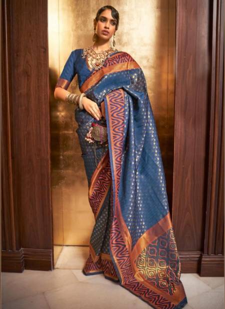 Blue Kazah Silk Raj Tex New Latest Designer Festive Wear Silk Saree Collection 271008